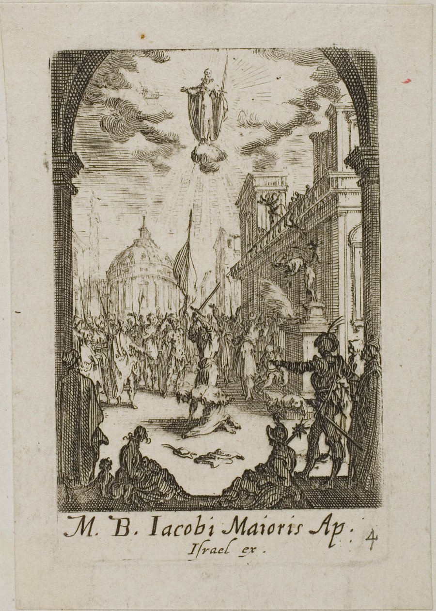 Martirio de Santiago el Mayor, lámina cuatro de Los martirios de los Apóstoles de Jacques Callot