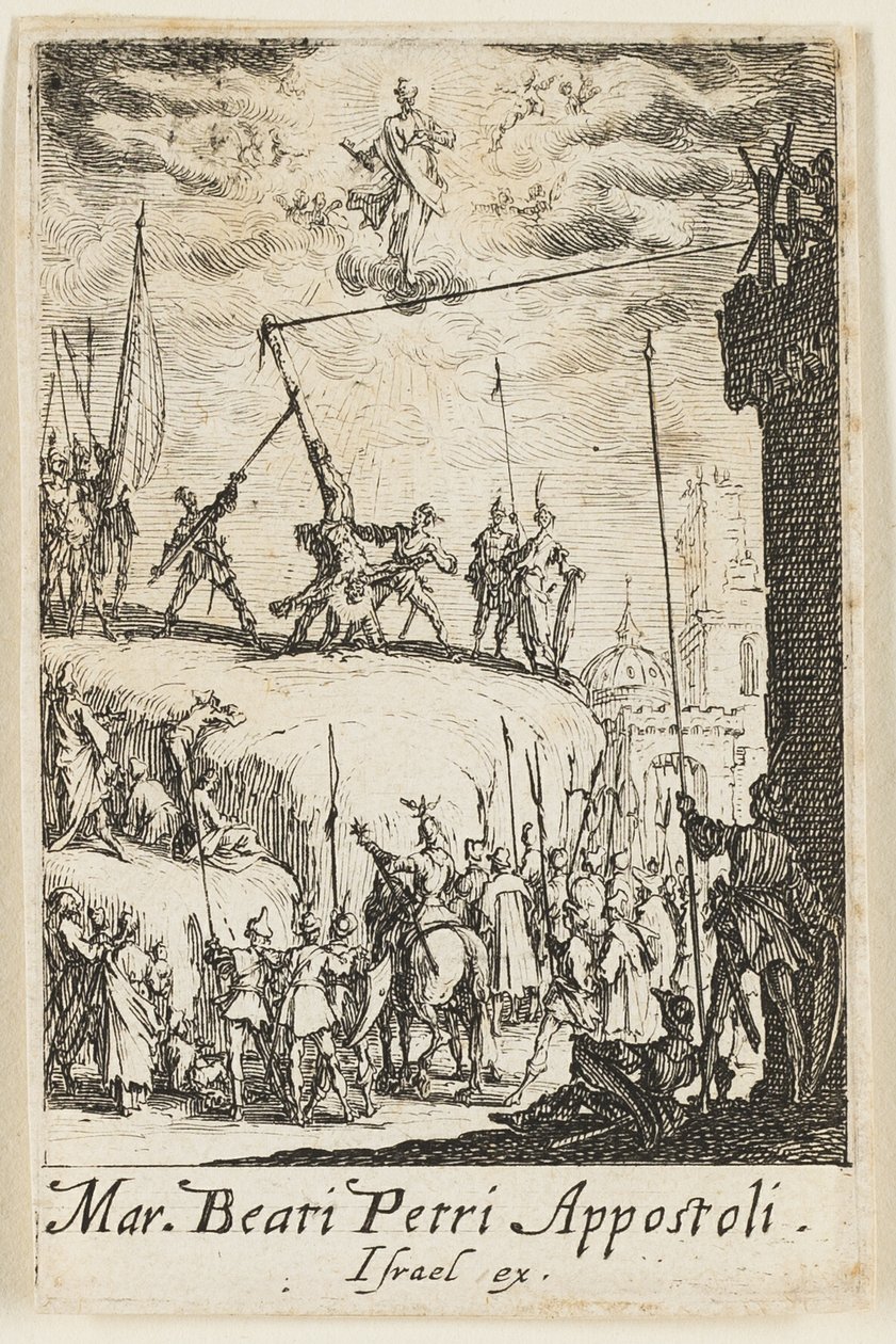 Martirio de San Pedro, lámina uno de Los martirios de los Apóstoles de Jacques Callot