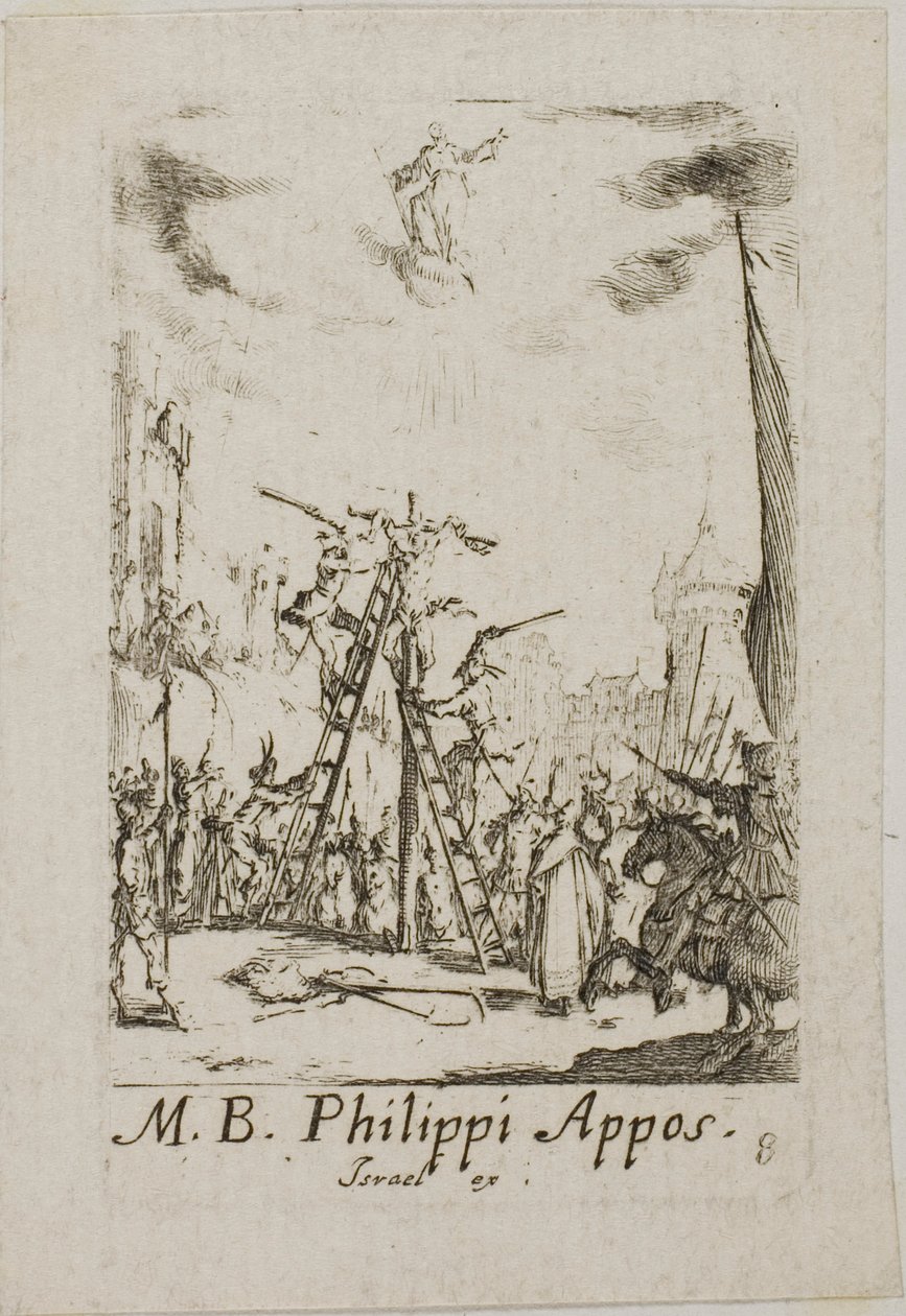 Martirio de San Felipe, lámina ocho de Los martirios de los Apóstoles de Jacques Callot