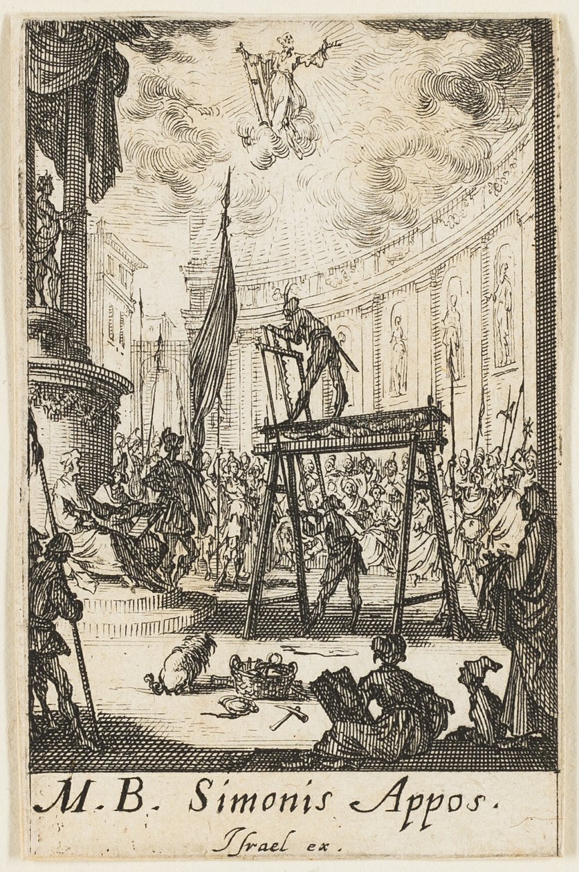 Martirio de San Simón, lámina diez de Los martirios de los Apóstoles de Jacques Callot