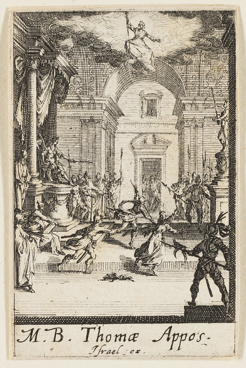 Martirio de Santo Tomás, lámina seis de Los martirios de los Apóstoles de Jacques Callot