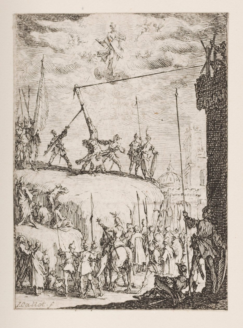 Martirio de San Pedro, n. 4 de El Martirio de los Apóstoles de Jacques Callot