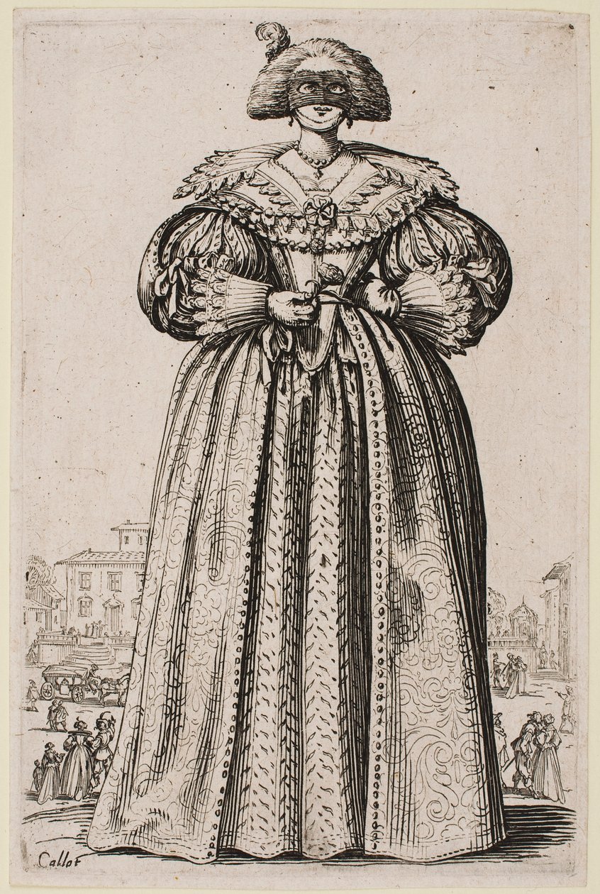 Dama enmascarada, de la serie “La nobleza de Lorena” de Jacques Callot