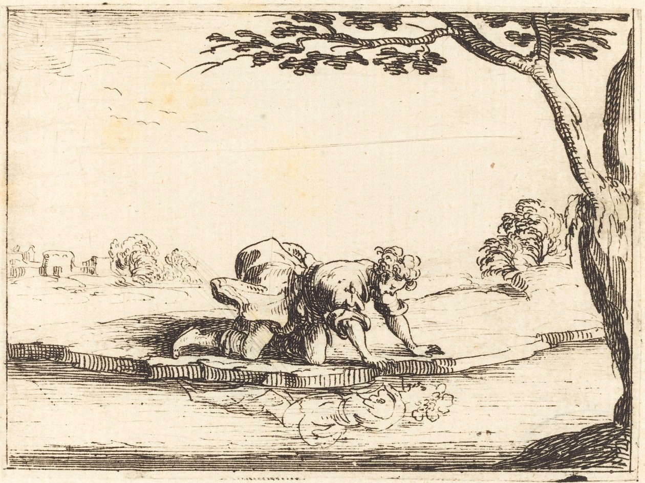 Narciso mirando en el agua, 1628 de Jacques Callot