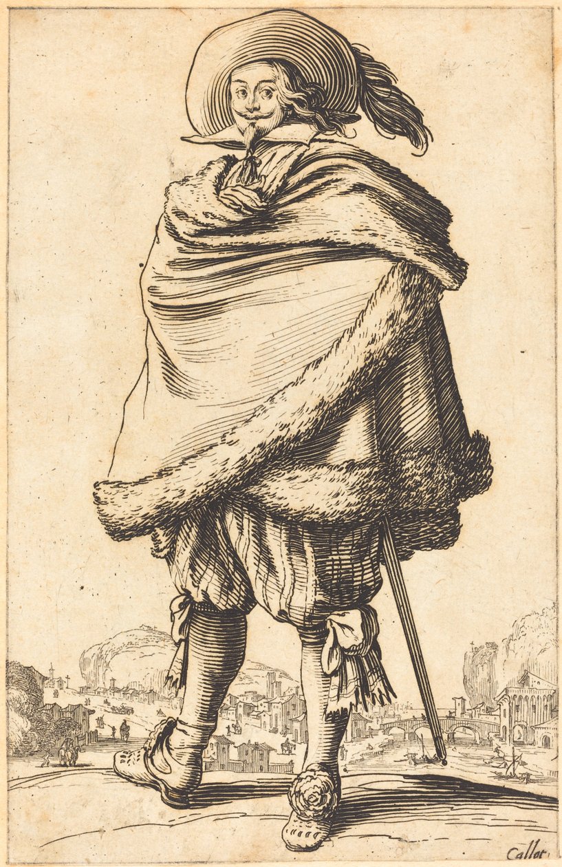 Hombre Noble Envuelto en un Manto Adornado con Piel de Jacques Callot