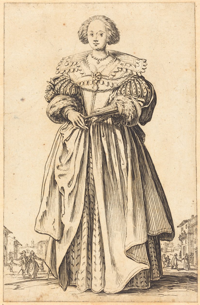 Dama noble con abanico de Jacques Callot