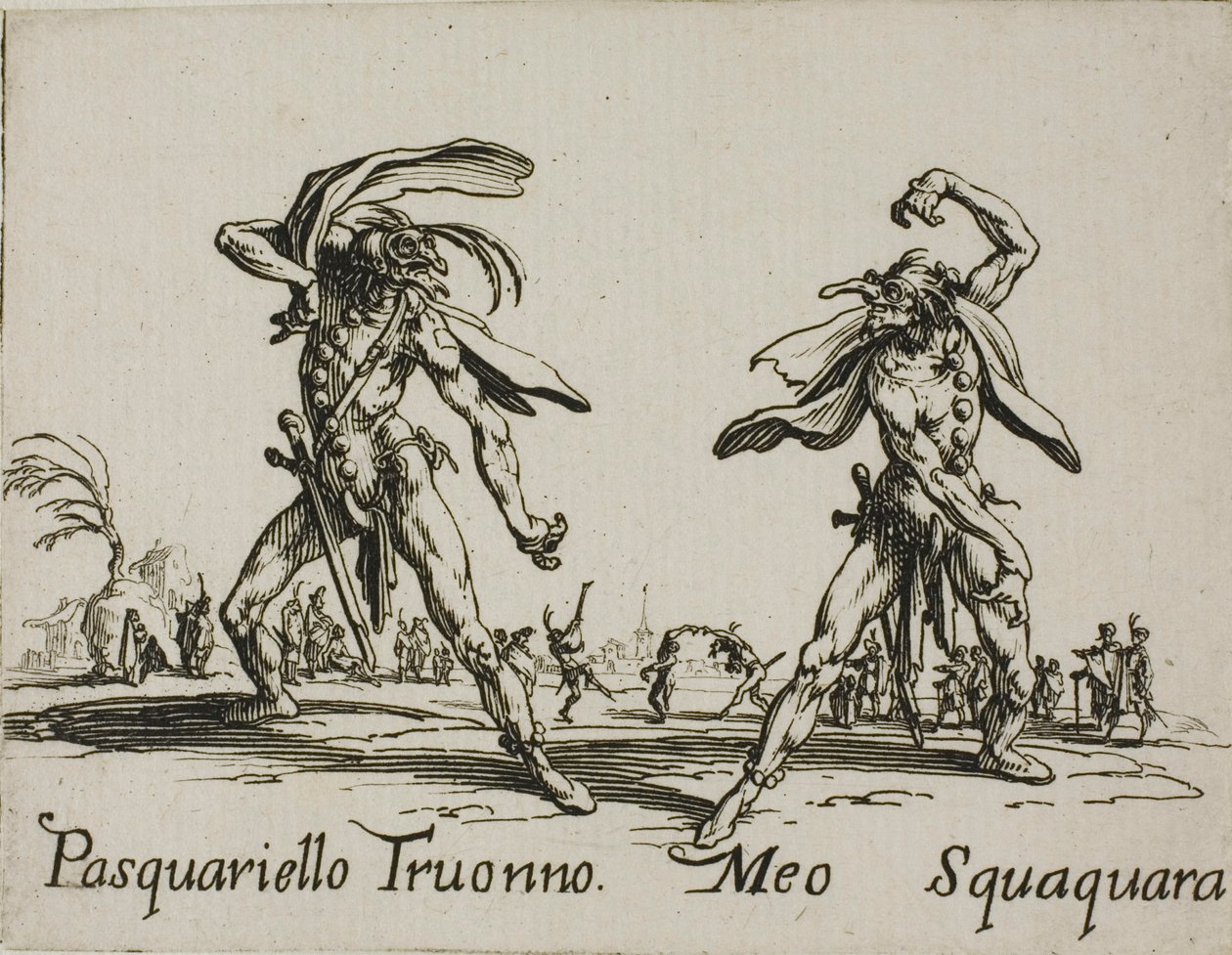 Pasquariello Truonno - Meo Squaquara, placa 20 de Balli di Sfessania de Jacques Callot