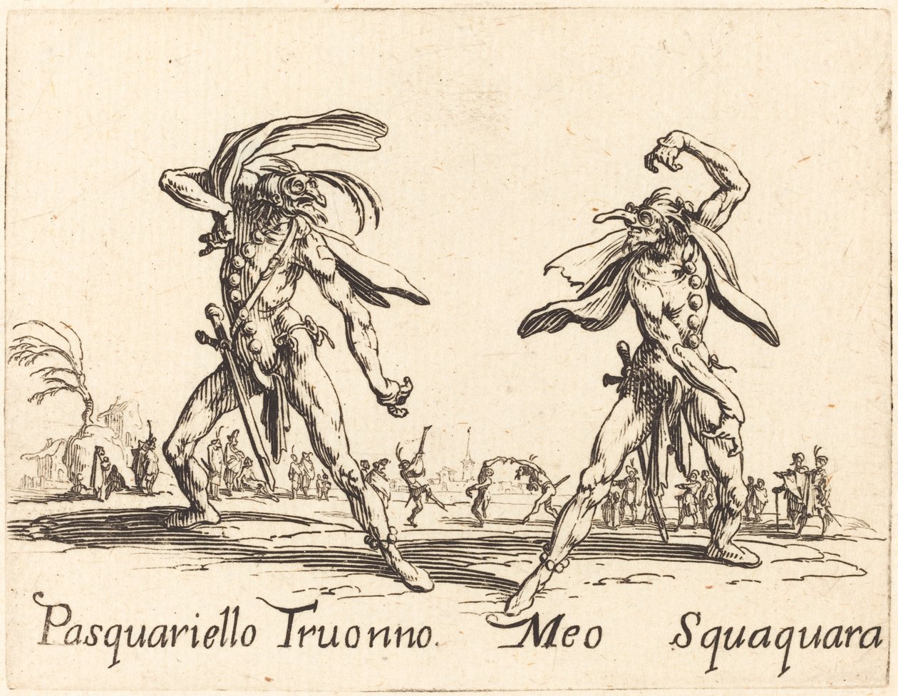 Pasquariello Truonno y Meo Squaquara, c. 1622 de Jacques Callot