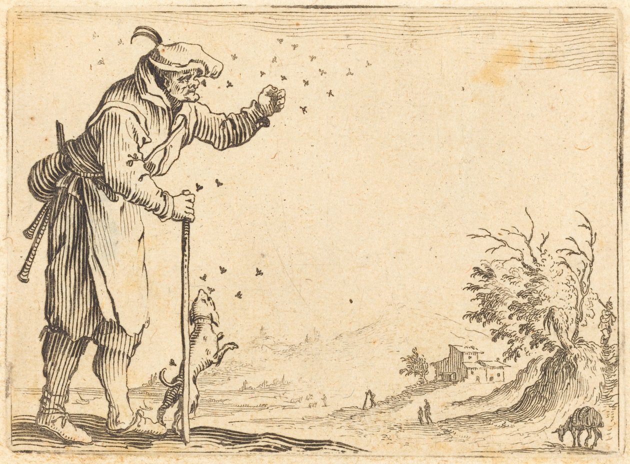Campesino Atacado por Abejas de Jacques Callot