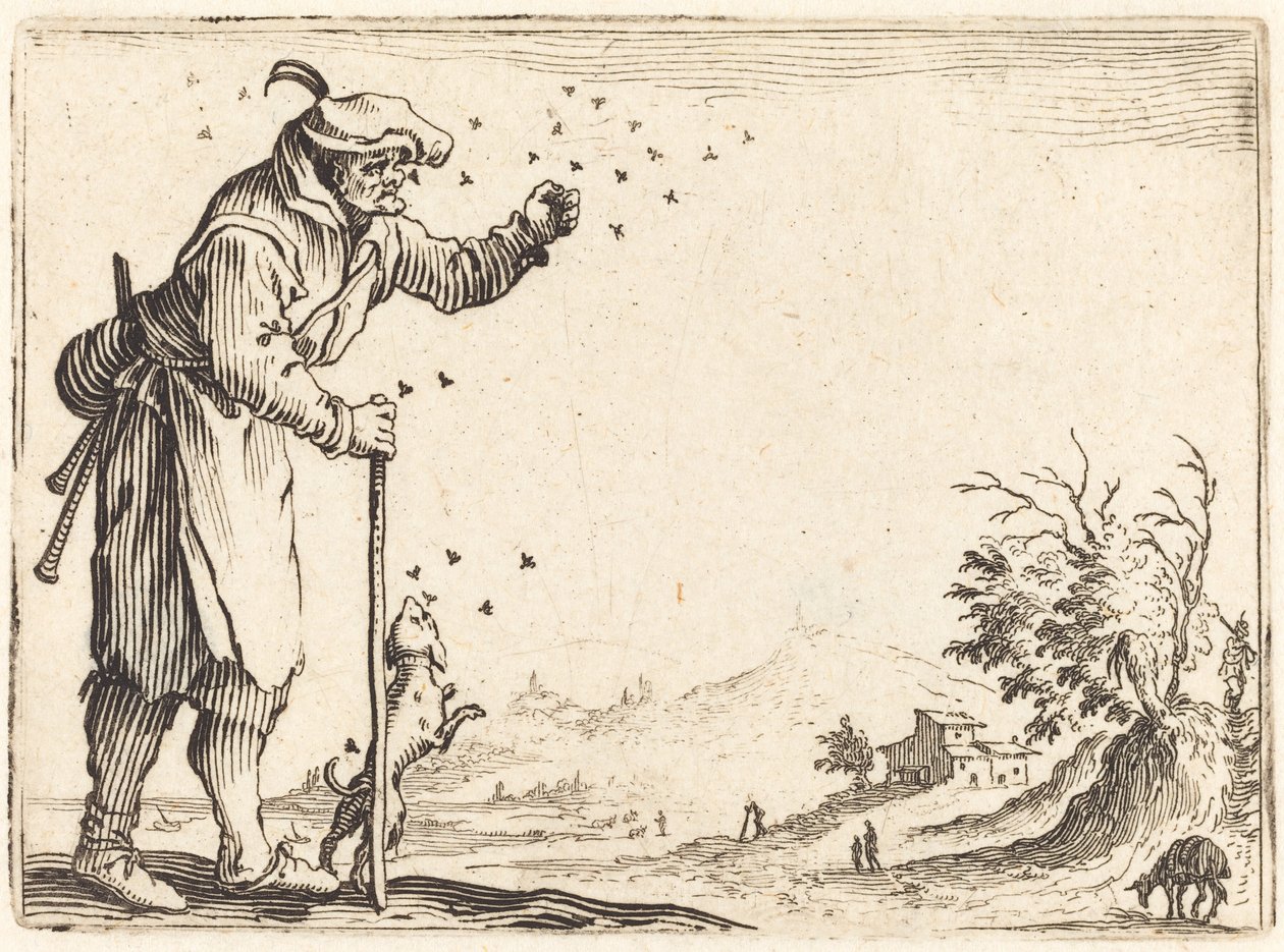 Campesino atacado por abejas de Jacques Callot