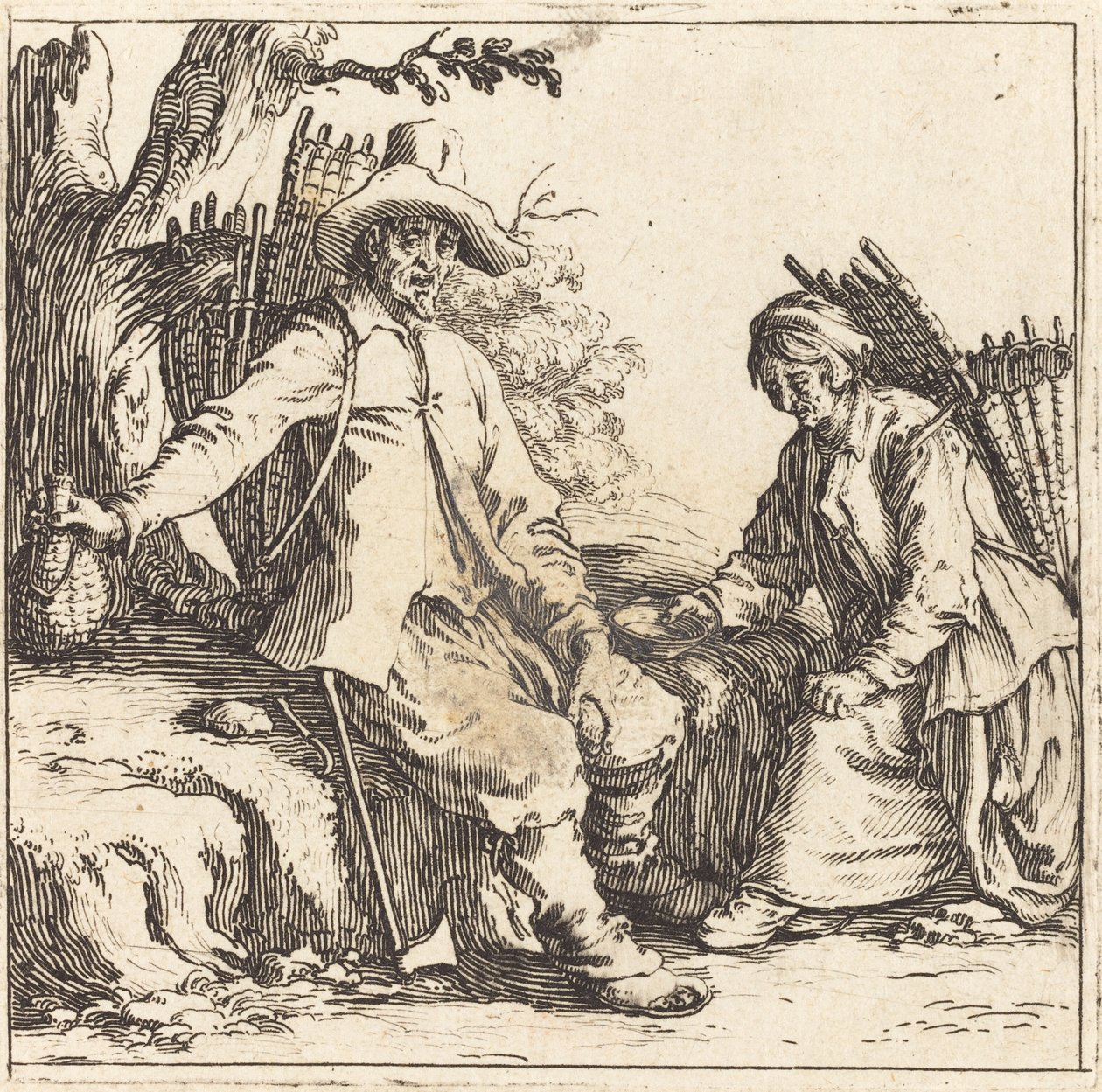Pareja de campesinos en descanso de Jacques Callot