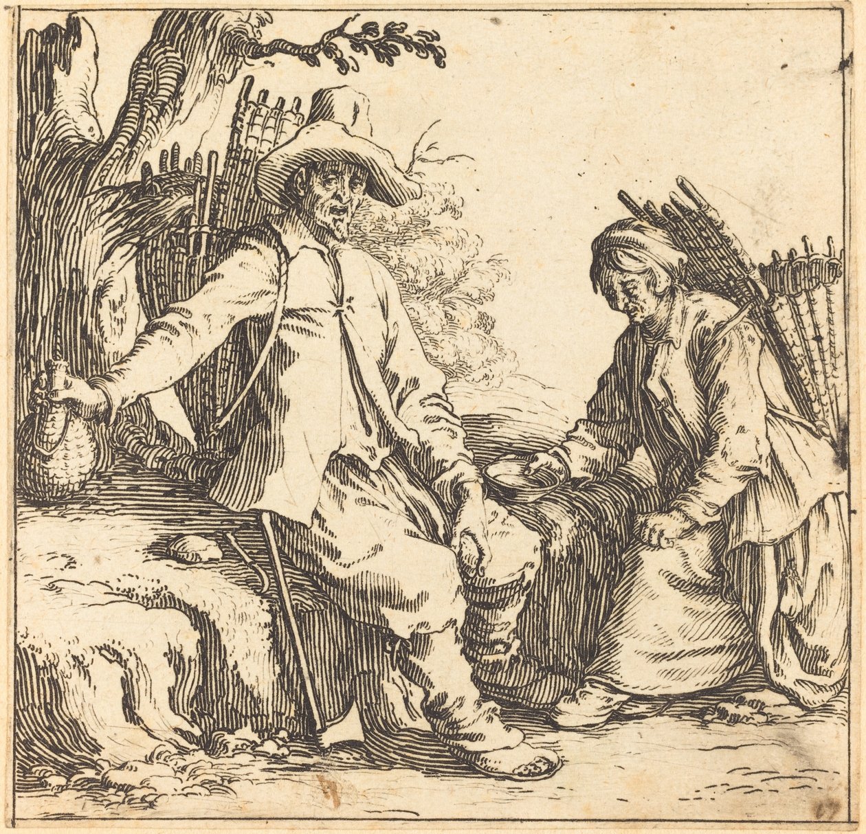 Pareja de campesinos descansando de Jacques Callot