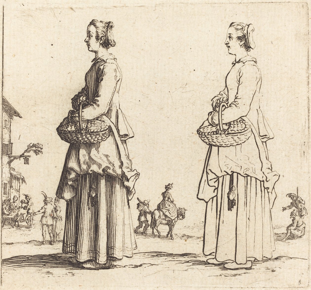 Campesina con cesta, de perfil, mirando a la izquierda de Jacques Callot