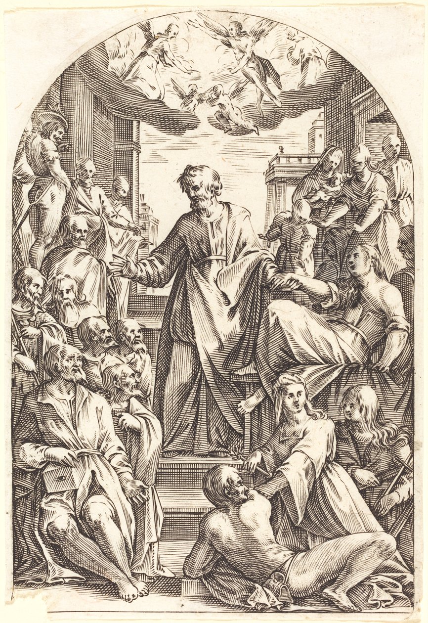 Pedro resucitando a Tabita de Jacques Callot