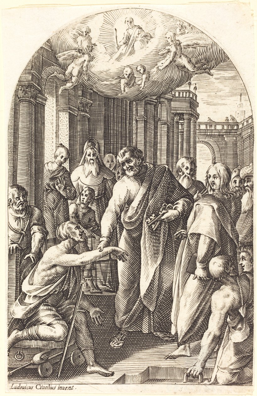 Pedro y Juan curando al cojo de Jacques Callot