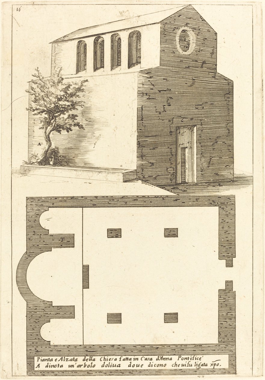 Plano y Elevación de la Iglesia cerca de la Casa de Anás de Jacques Callot