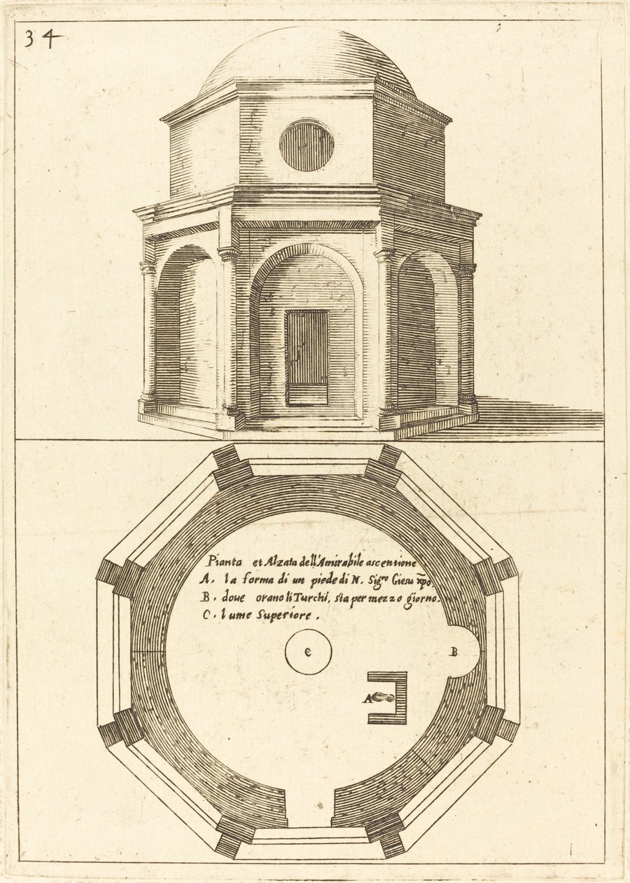 Plano y elevación de la Iglesia de la Ascensión de Jacques Callot