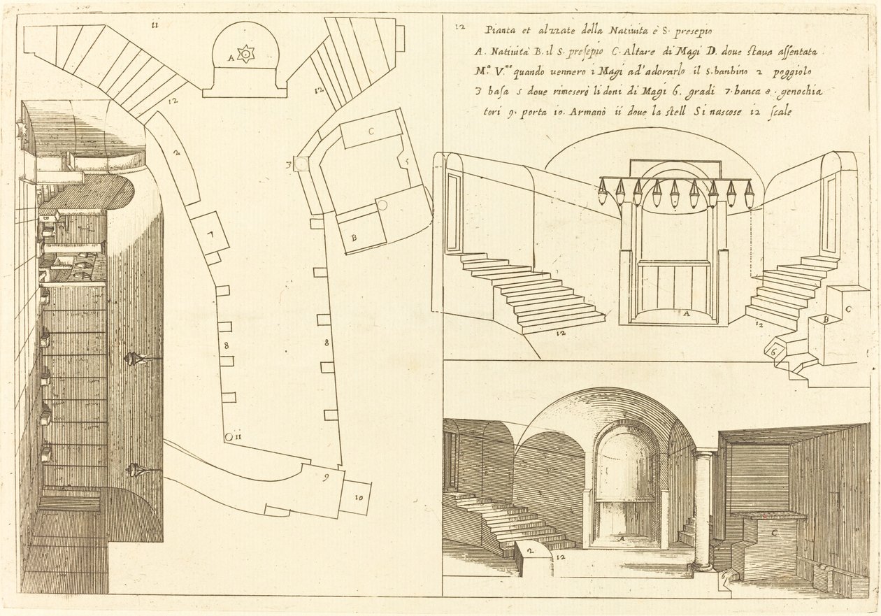 Plano y Elevación de la Iglesia de la Santa Natividad de Jacques Callot