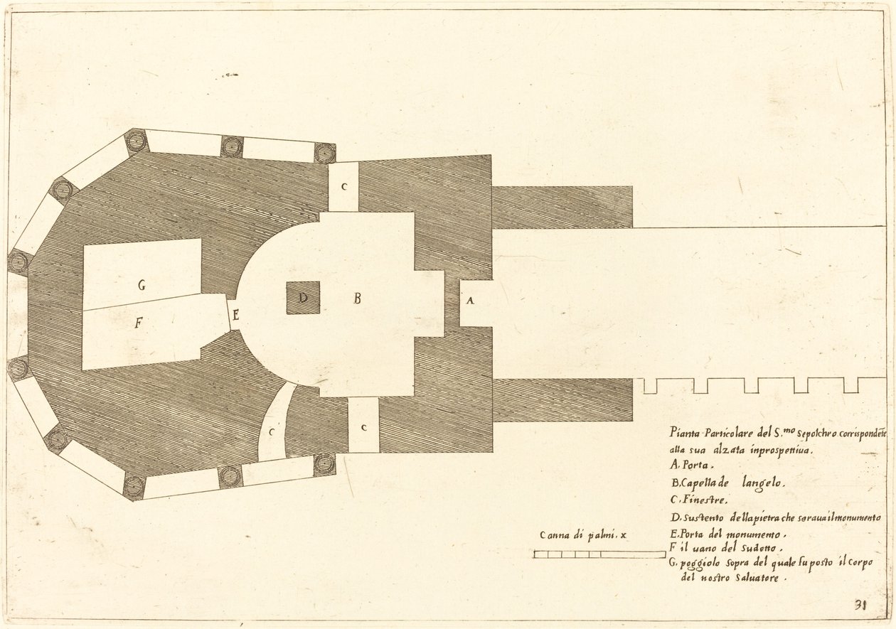 Plano de la Iglesia del Santo Sepulcro de Jacques Callot