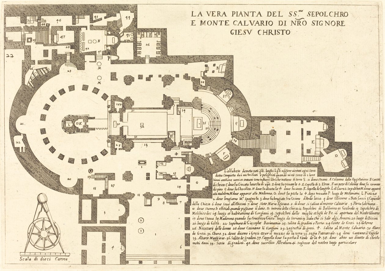 Plano del Santo Sepulcro y el Monte Calvario de Jacques Callot