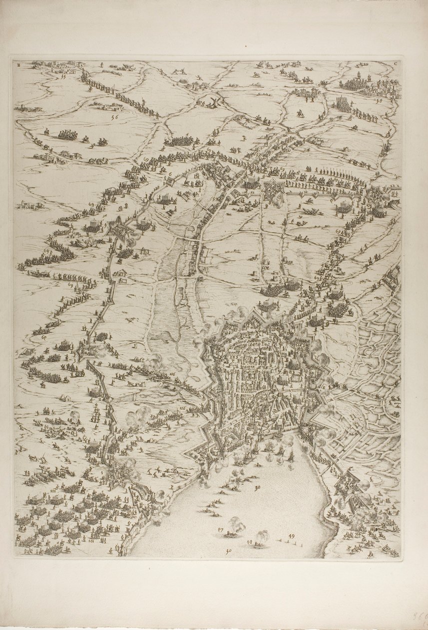 Placa dos de La Siège de la Rochelle de Jacques Callot