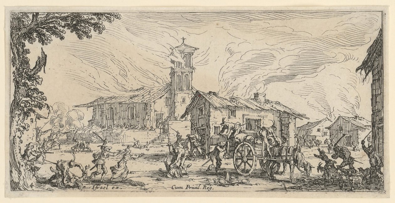 Saqueo e incendio de un pueblo de Jacques Callot