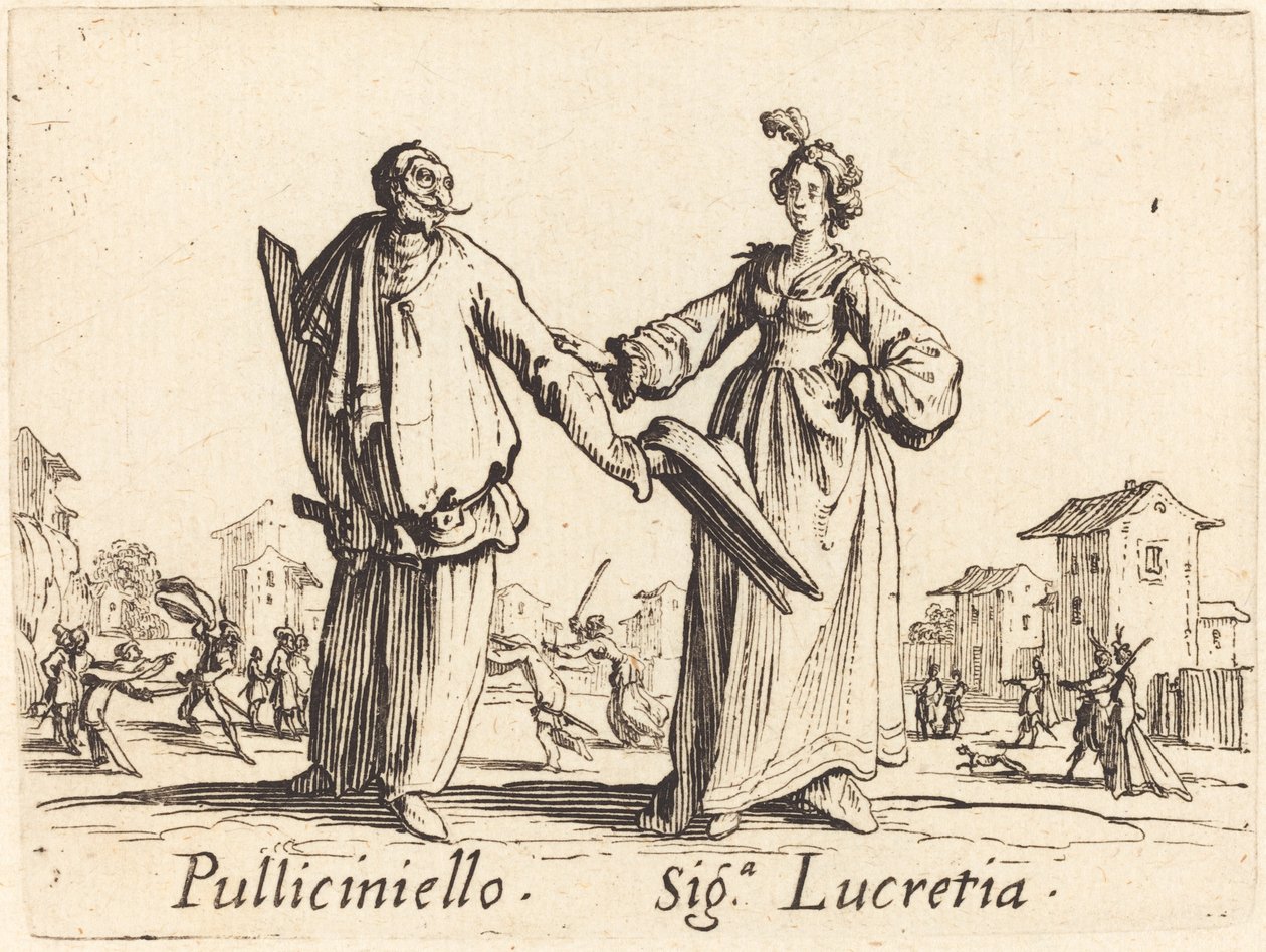 Pulliciniello y Siga. Lucretia de Jacques Callot