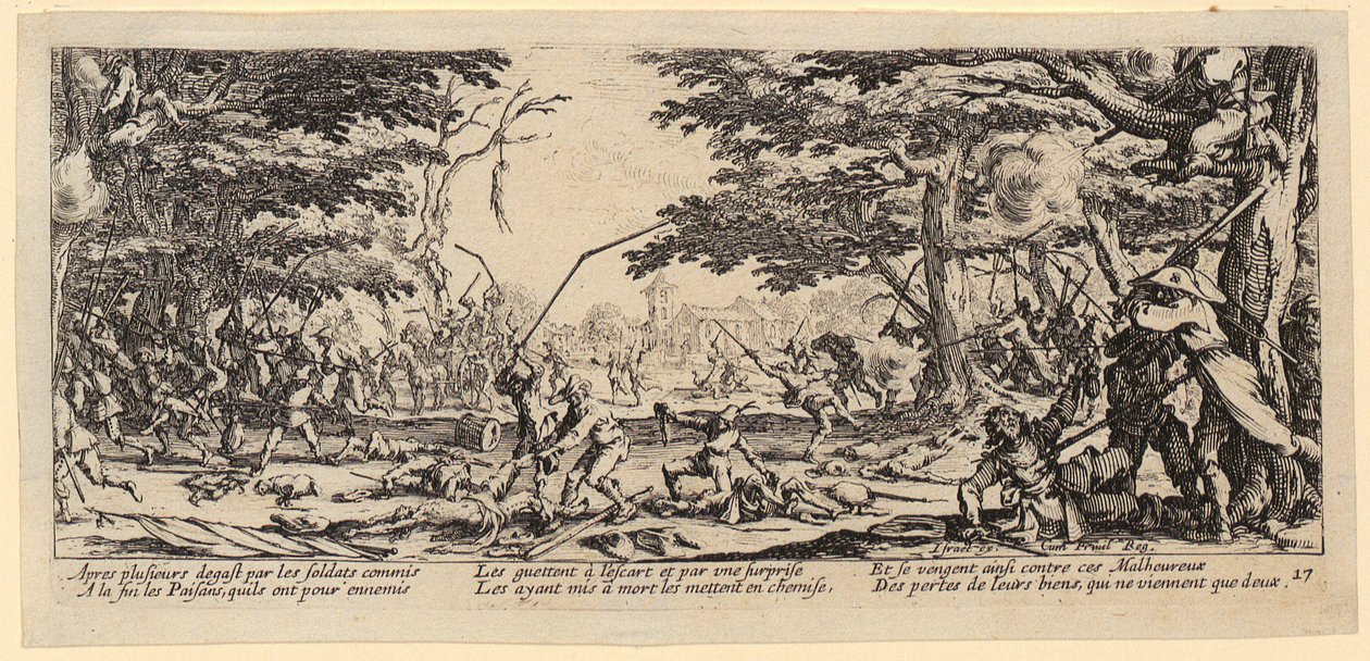 La venganza de los campesinos, página 17 del episodio «Los horrores de la guerra» de Jacques Callot