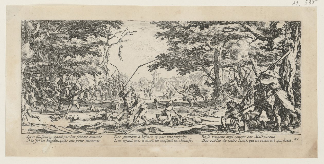 Venganza de los campesinos, lámina 17 de la serie «Miserias de la guerra» de Jacques Callot