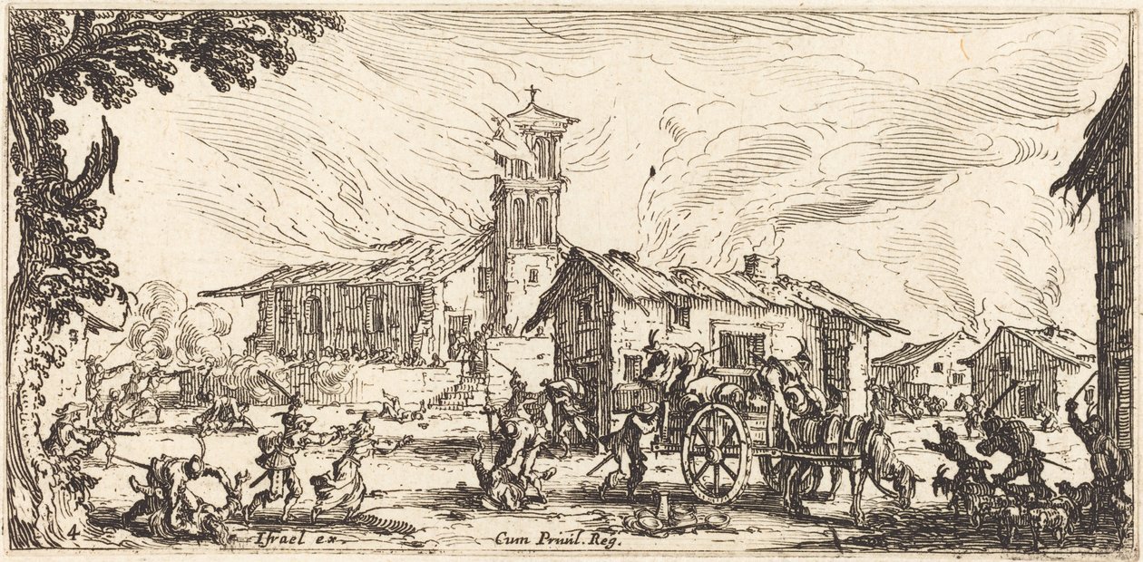 Saqueo e incendio de una aldea de Jacques Callot