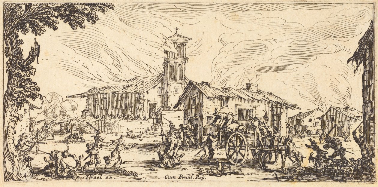 Saqueo e incendio de un pueblo de Jacques Callot
