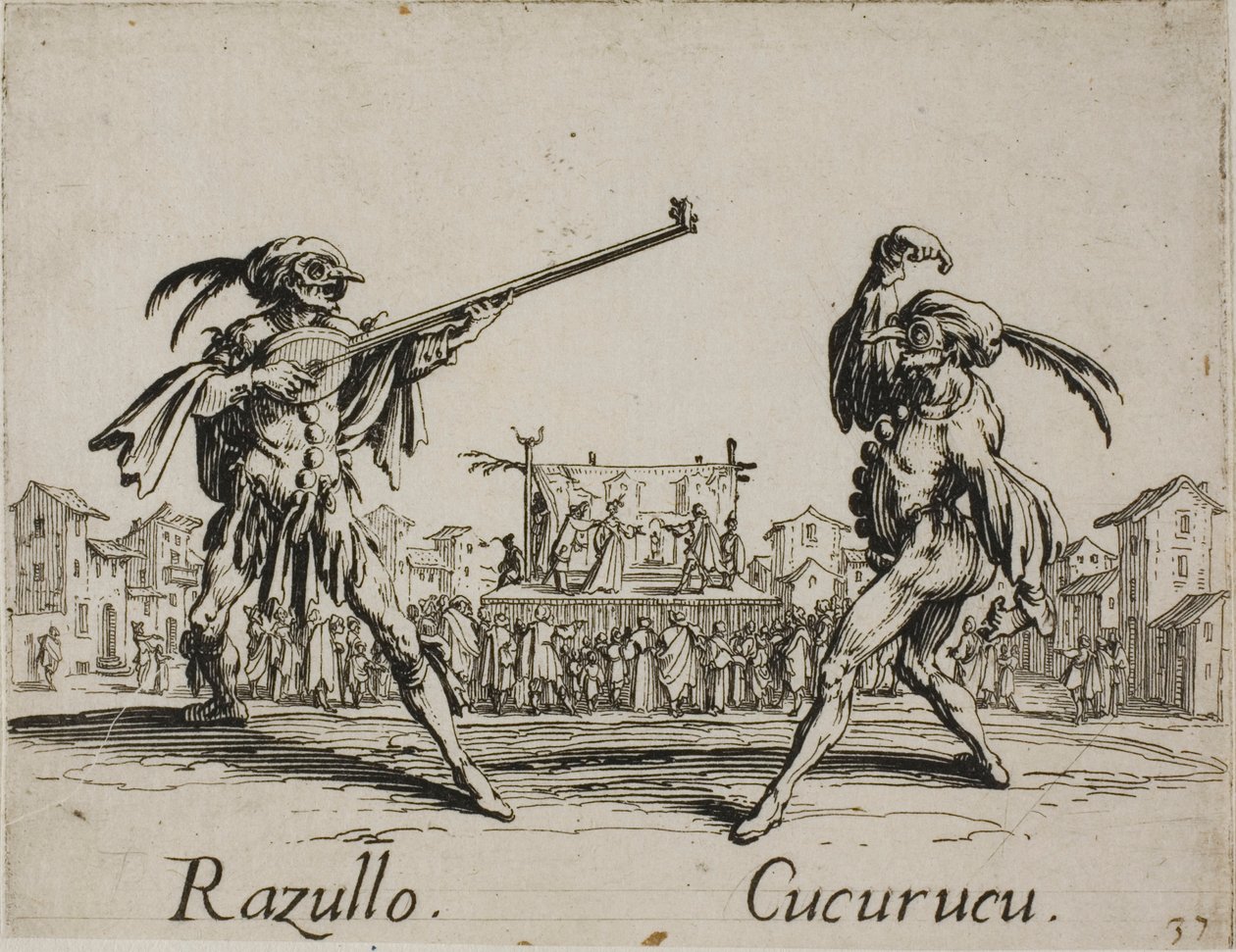 Razullo - Cucurucu, placa 19 de Balli di Sfessania de Jacques Callot