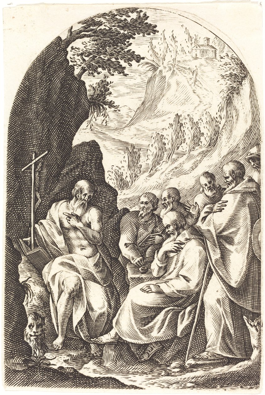 San Jerónimo Instruyendo a sus Discípulos en el Desierto de Jacques Callot