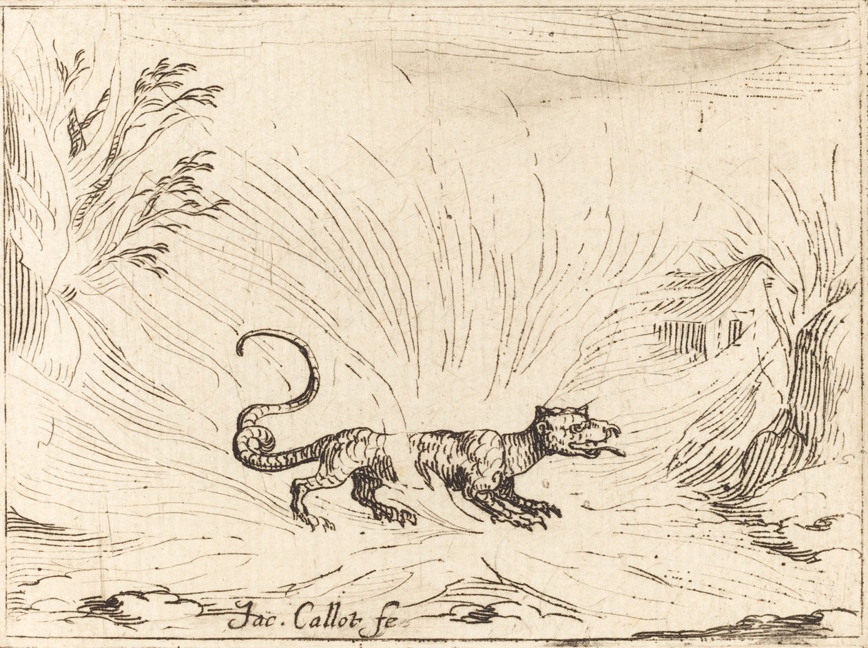 Salamandra rodeada de llamas de Jacques Callot