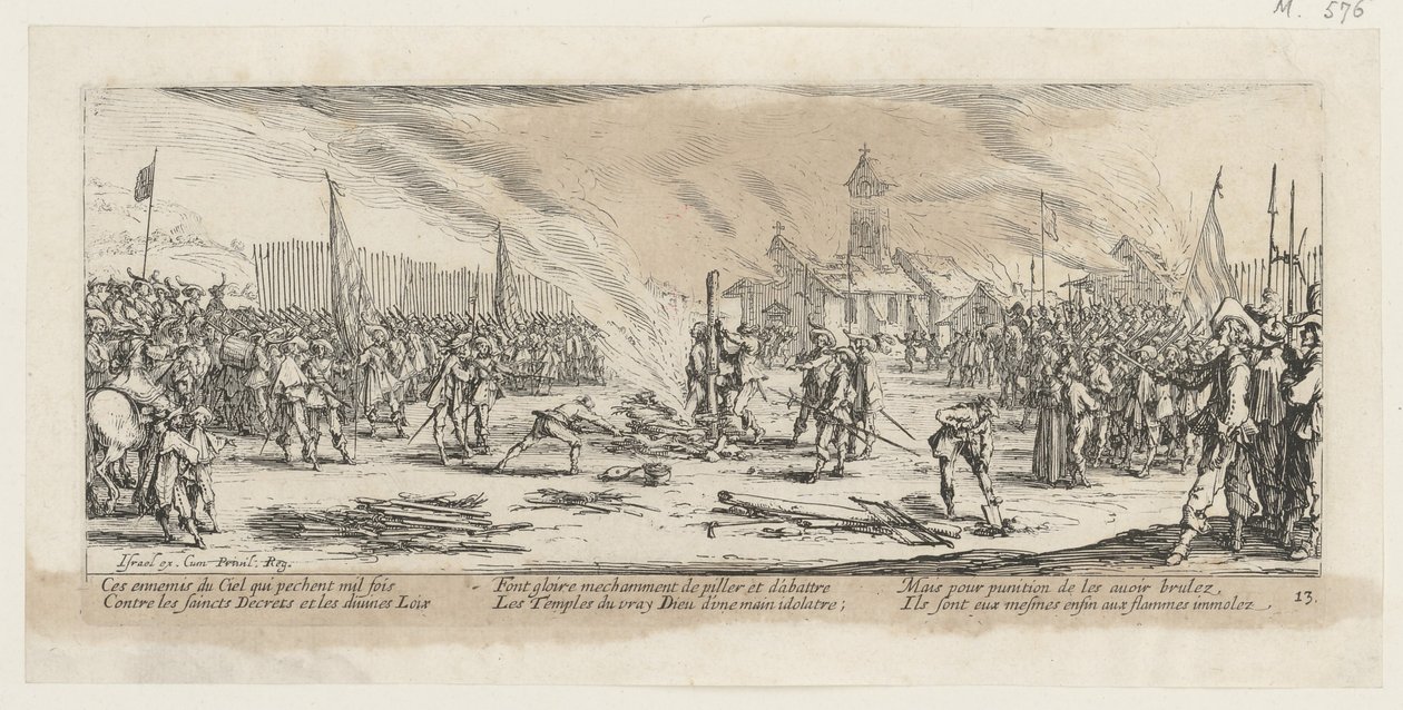La pira, lámina 13 de la serie «Los horrores de la guerra» de Jacques Callot