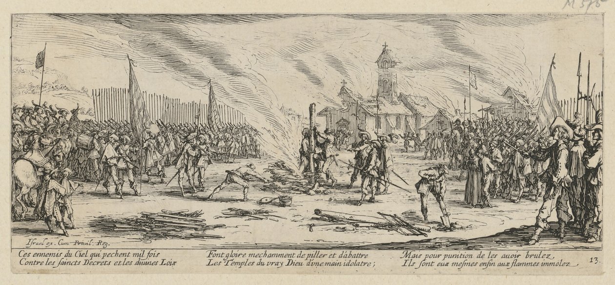 La pira, lámina 13 de la serie «Los horrores de la guerra» de Jacques Callot