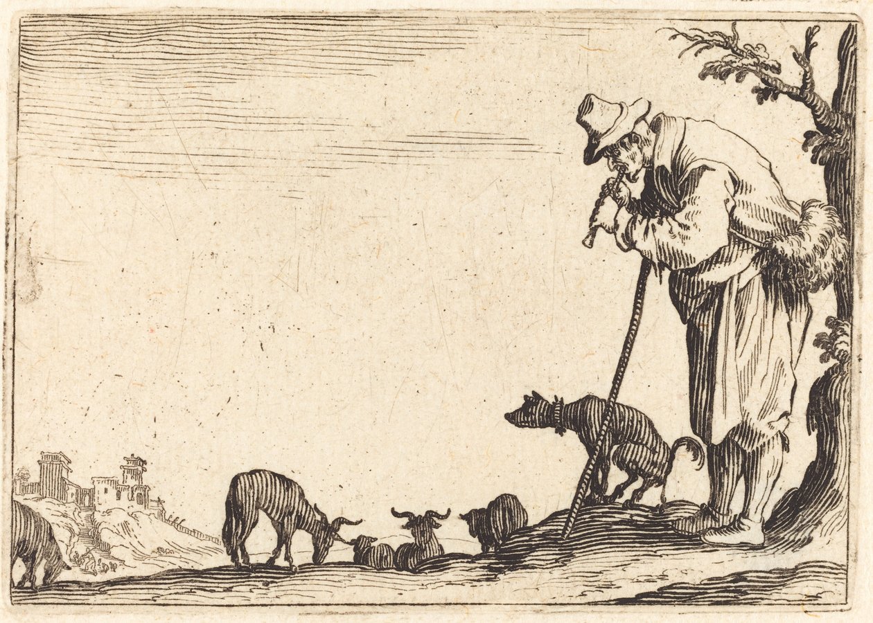 Pastor Tocando la Flauta de Jacques Callot