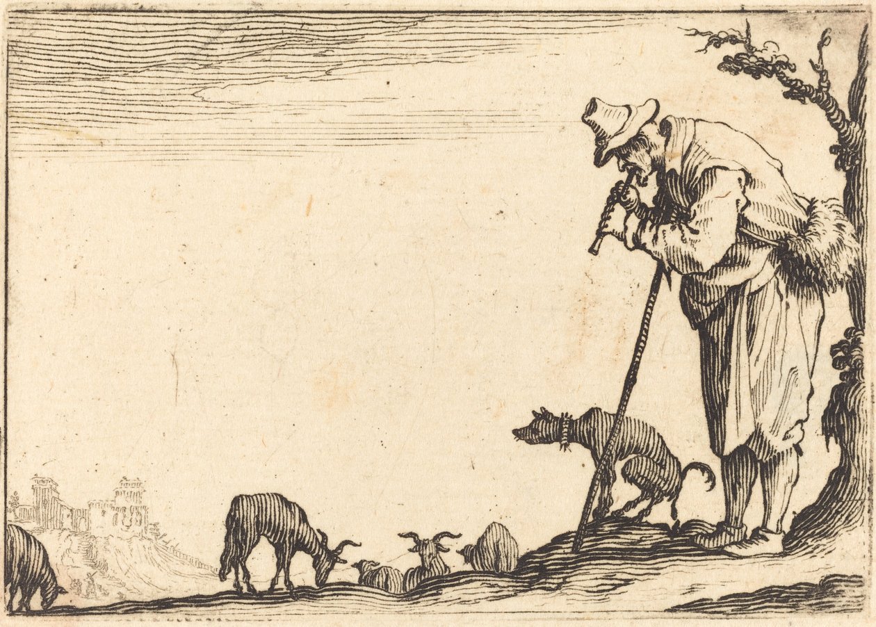 Pastor tocando la flauta de Jacques Callot
