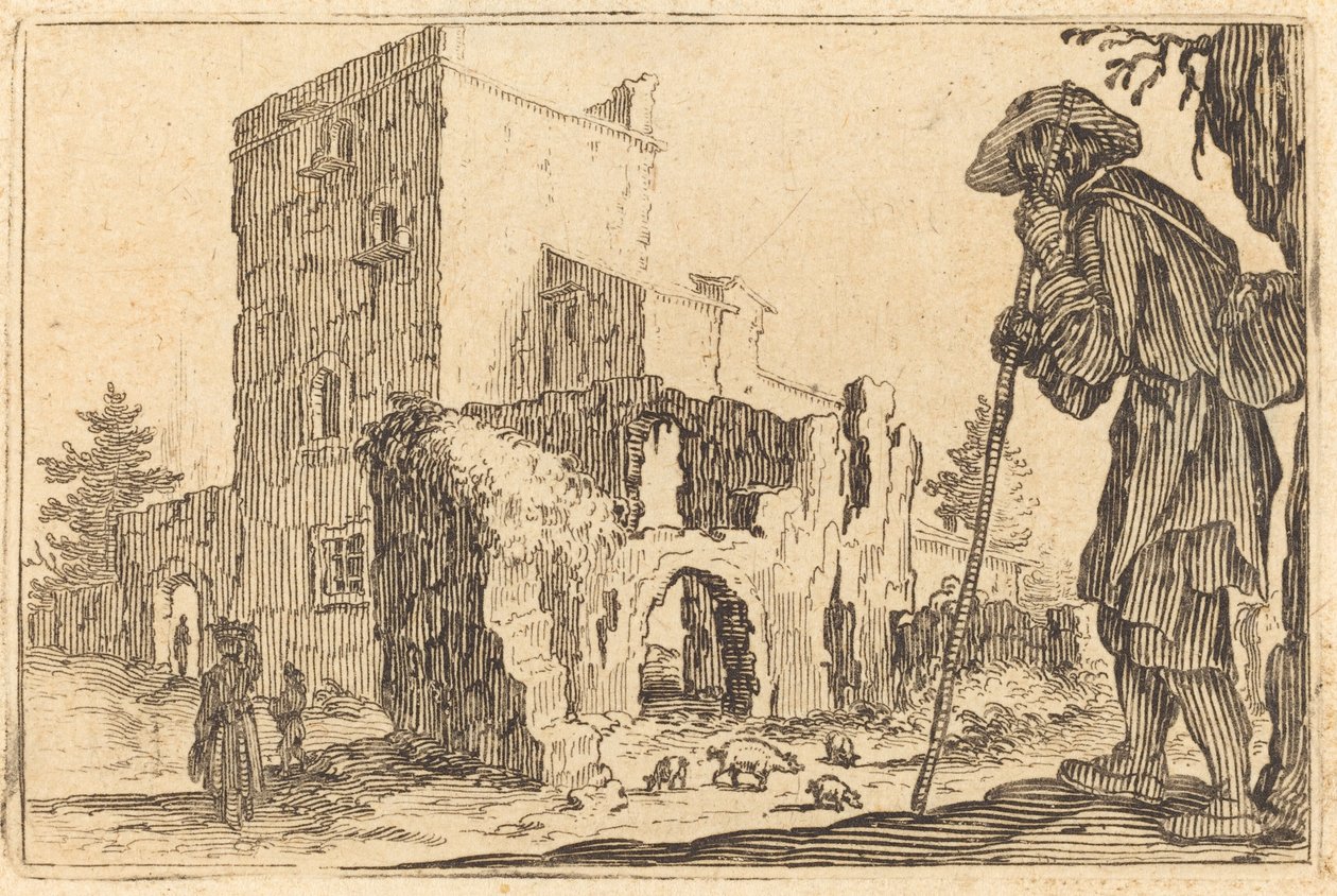 Pastor y ruinas de Jacques Callot