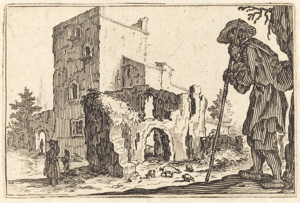 Pastor y ruinas de Jacques Callot