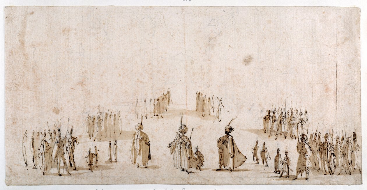 Boceto para la puesta en escena de grupos de figuras en 