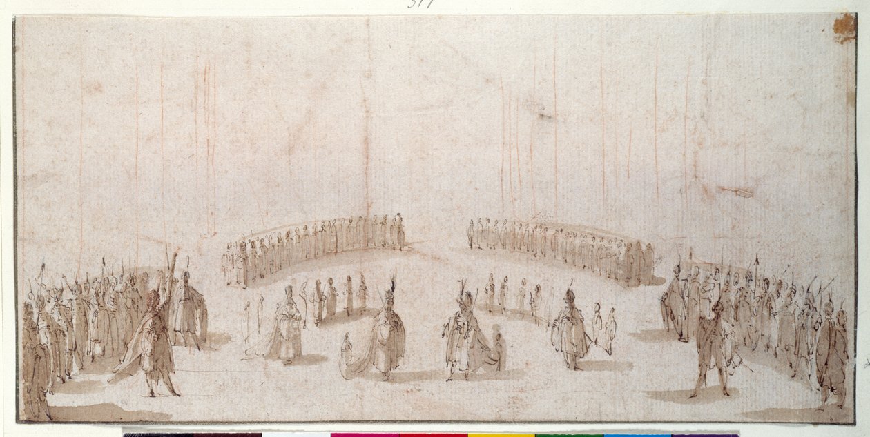 Boceto para la puesta en escena de grupos de figuras en 