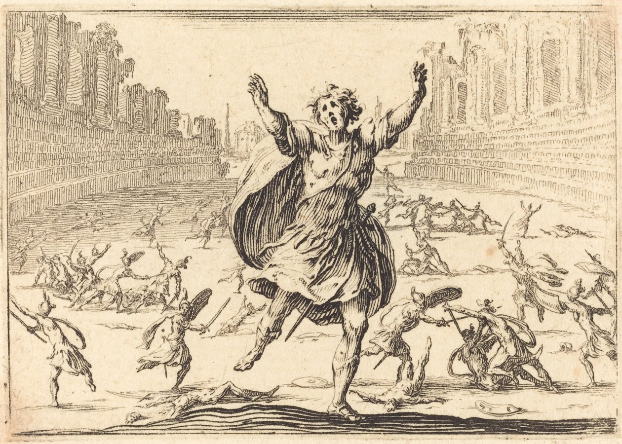 Escaramuza en un circo romano, c. 1617 de Jacques Callot