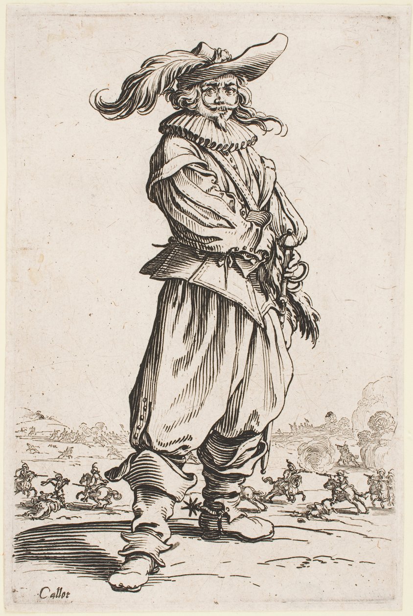 Soldado con sombrero de plumas, de la serie “La nobleza de Lorena” de Jacques Callot