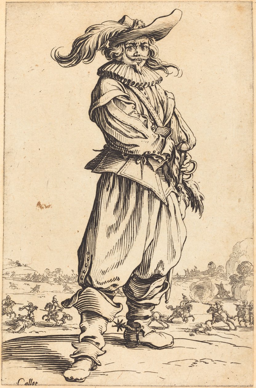 Soldado con sombrero emplumado de Jacques Callot