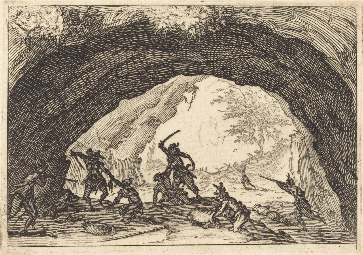 Soldados atacando a ladrones de Jacques Callot