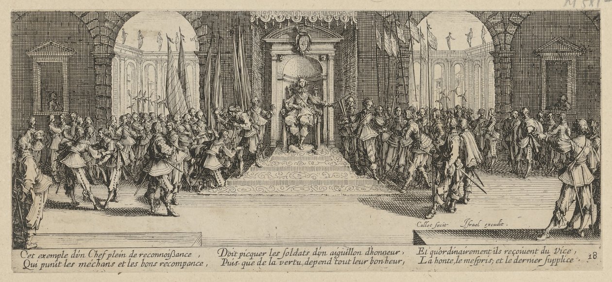 Adjudicación de soldados, hoja 18 de la serie «Los horrores de la guerra» de Jacques Callot