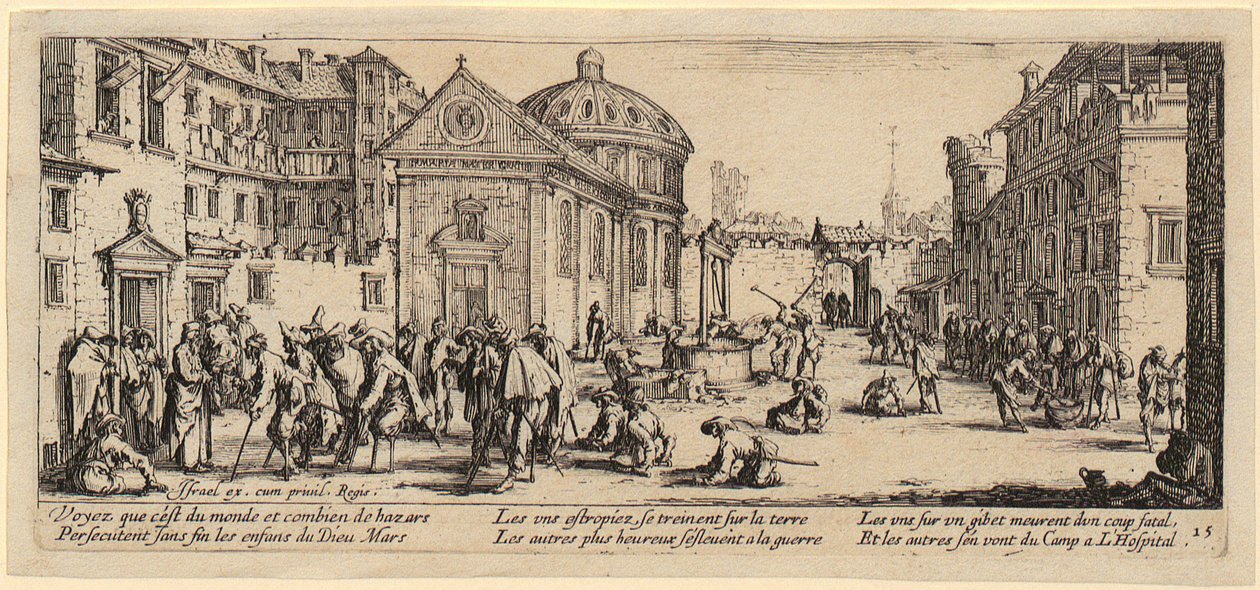 Hospital, página 15 de la serie «Los horrores de la guerra» de Jacques Callot
