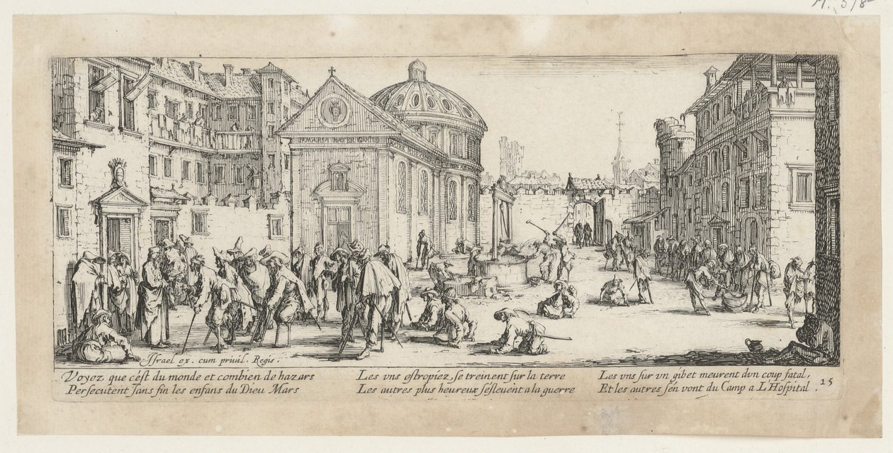 Hospital, página 15 de la serie «Los horrores de la guerra» de Jacques Callot
