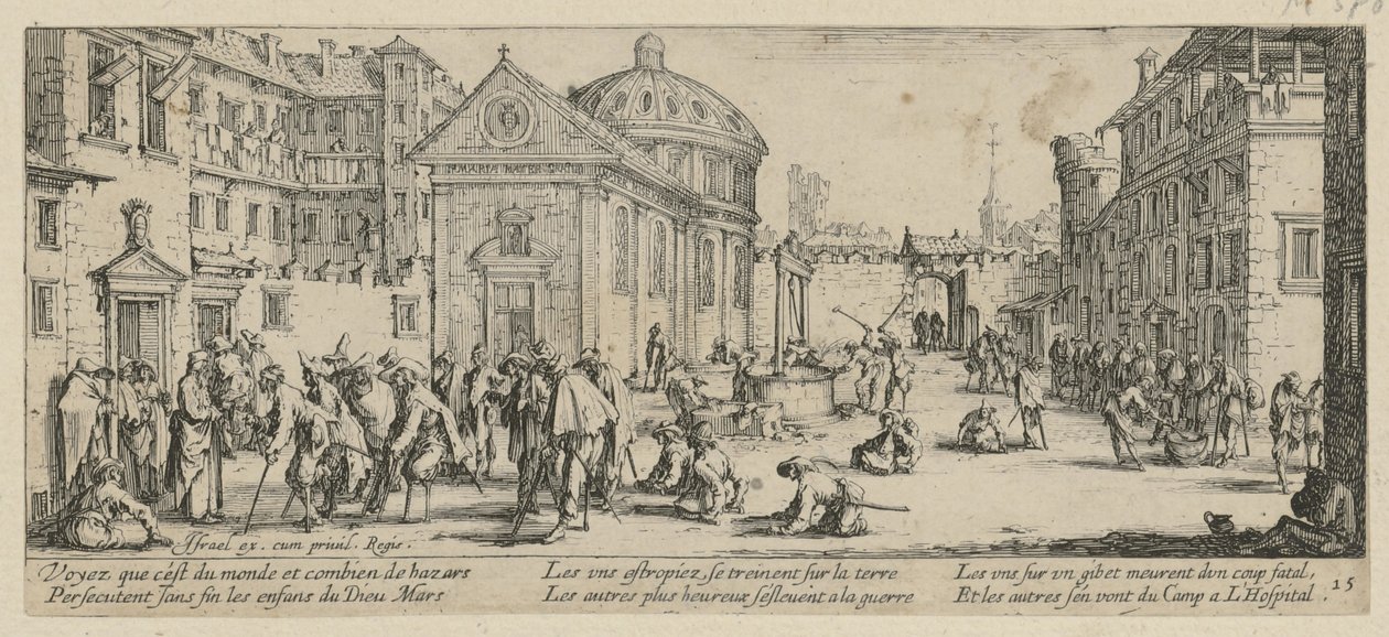 Hospital, página 15 de la serie «Los horrores de la guerra» de Jacques Callot